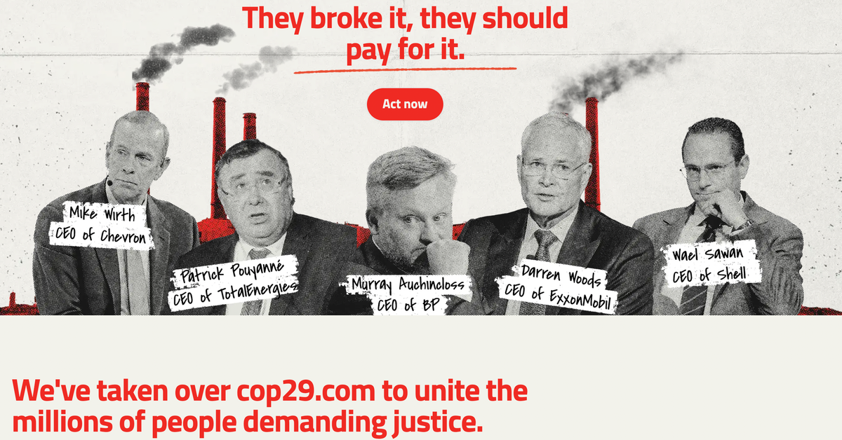 Make Big Oil pay' campaign takes over COP29 website as fossil emissions keep rising