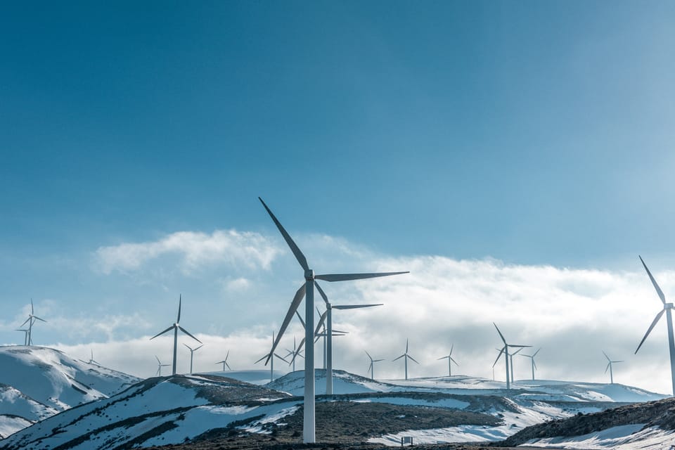 Wind turbines in snow Europe
